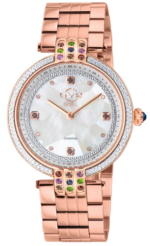 GV2 Damen Matera 12805B Schweizer Quarz Diamant Weiß MOP Zifferblatt Uhr