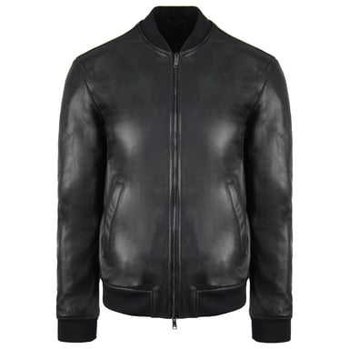 Emporio Armani Leder Herren Schwarze Bomberjacke