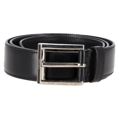 Prada Logo-Gürtel mit Schnalle aus schwarzem Leder