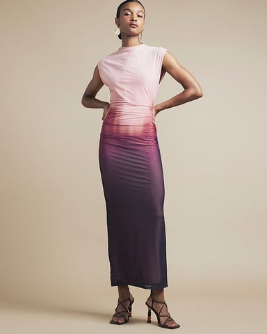 River Island Womens Bodycon Midi Dress Pink Mesh Ombre