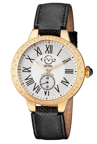 GV2 Astor Damen Schweizer Quarz Diamant Weißes Zifferblatt Kalbsleder Uhr