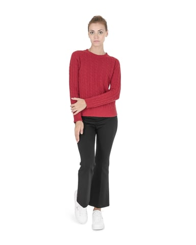 Crown Of Edinburgh Cashmere Pullover Rundhalsausschnitt Damen Coe 0033 Rot