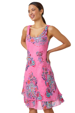 Paisley Print Cotton Layered Dress