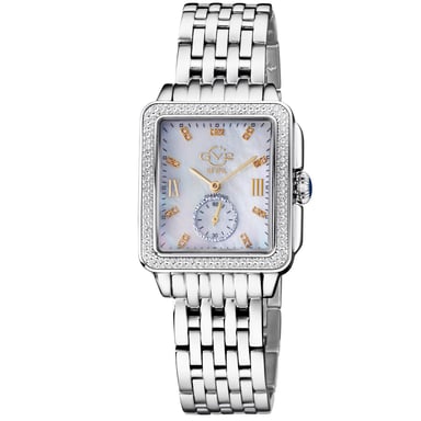 GV2 Women's Bari Schweizer Quarz Diamanten Perlmutt Zifferblatt Edelstahlarmbanduhr