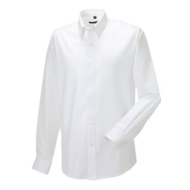Russell Collection Herren-Langarmhemd aus pflegeleichtem Oxford (Weiß)