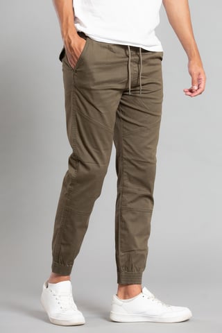 Khaki Cotton Cuffed Trouser