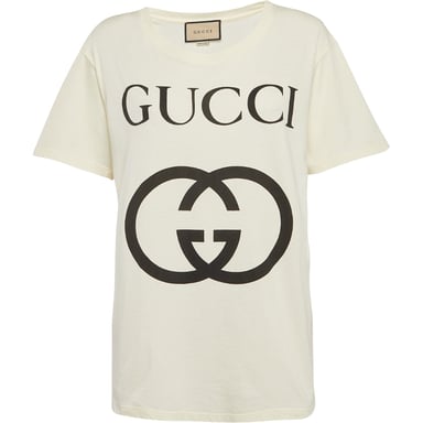 Gucci Interlocking GG Logo Slim Fit Weisses T-Shirt