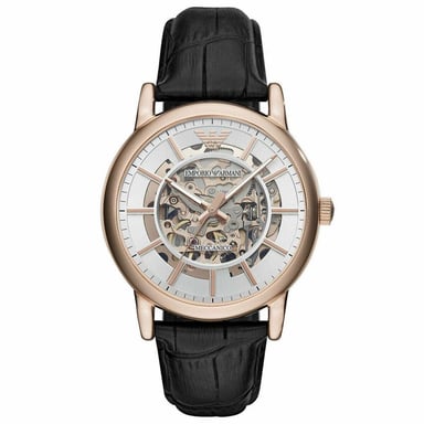 Emporio Armani AR60007 Automatische Herrenuhr aus schwarzem Leder