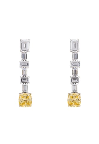 Boucles d'oreilles pendantes Elizabeth Citron Topaze Argenté
