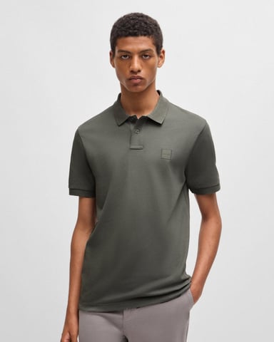 BOSS Orange Passenger Herren Stretch-Baumwoll Slim-Fit Polo-Shirt mit Logo-Patch