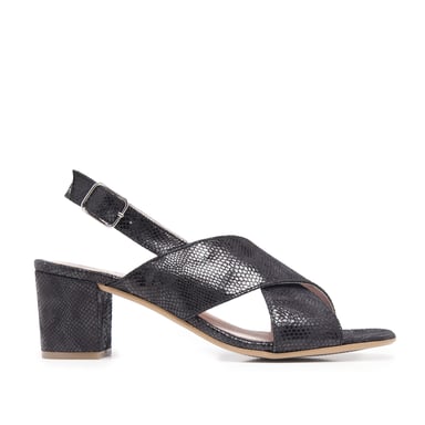 Leather Sandals Heel for Women Heeled Black Shoes Eva Lopez