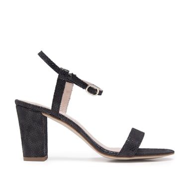 Leather Sandals Heel for Women Heeled Black Shoes Eva Lopez