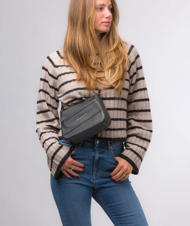 Helena' Black Nappa Leather Cross Body Bag