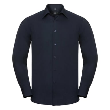 Russell Collection Popeline Herren Hemd, Langarm, pflegeleicht (Marineblau)