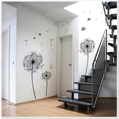 Huge Black Dandelion Wall Stickers, Kitchen, Bathroom, Living room, Self-adhesive, Decal, Decoration,DIY,  Flowers