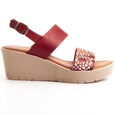 Confortable wedge sandal Purapiel in Red
