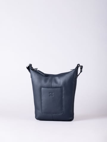 Talkin Medium Leather Cross Body Bag in Navy