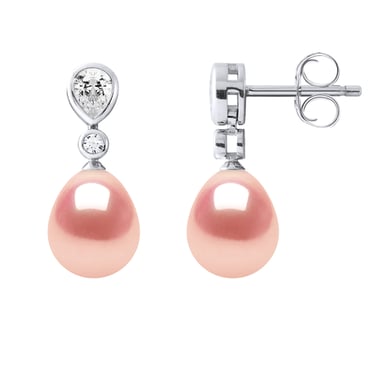 Tropfenohrringe Schmuck Sweet Water Perlen 7-8 mm Birnen Rosen 925