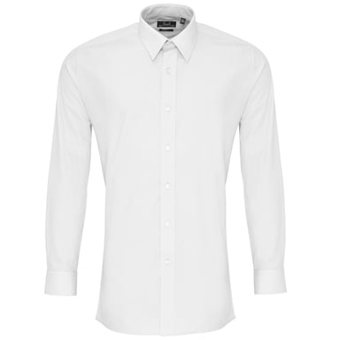 Premier Herren Popelin Hemd, langärmlig (Weiß)