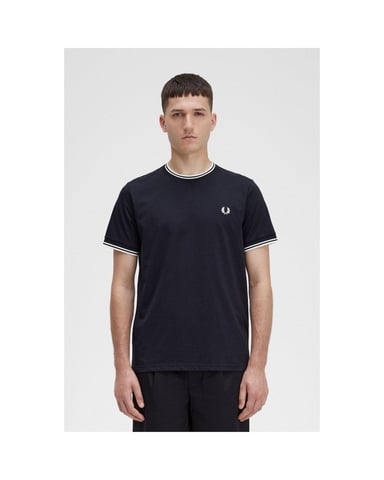 Fred Perry Schwarzes T-Shirt Mit Zwei Spitzen