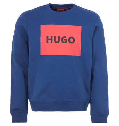 HUGO Duragol Logo Sustainable Crew Neck Sweatshirt - Blue