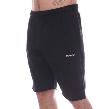 Men's Off White Diagonal Helvetica Sweat Shorts in Black-White