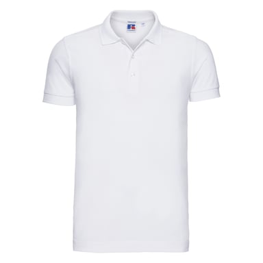 Russell Herren Stretch Kurzarm-Poloshirt (Weiß)