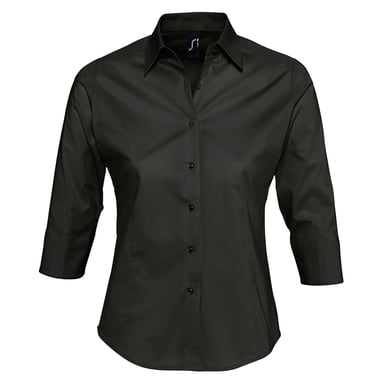SOLS Damen Effect Bluse / Arbeitsbluse, 3/4-Ärmel (Schwarz)