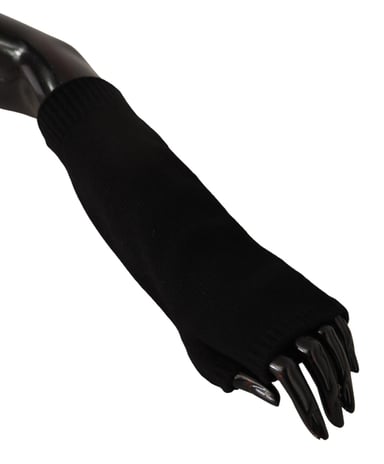 Dolce & Gabbana Women's Black Knitted Fingerless Elbow Length Gloves
