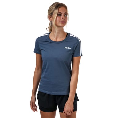 adidas Essentials 3-Streifen T-Shirt für Frauen in Blau und Weiß