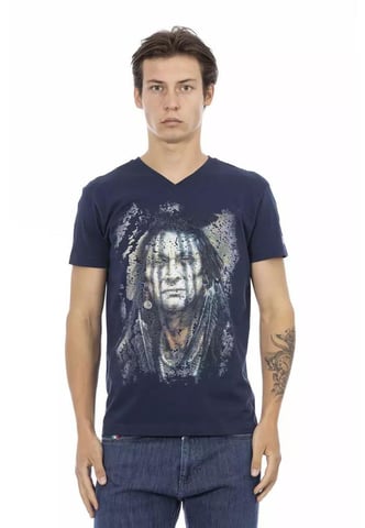 Baumwoll-T-Shirt mit V-Ausschnitt