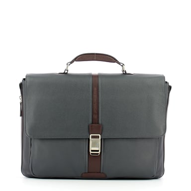 Expandable leather Laptopbag 14.0 Piquadro BLU MARRONE