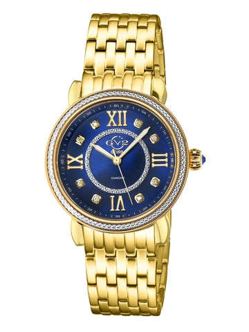 GV2 Womens Marsala 9862B Schweizer Quarz Diamant Gelbgold Edelstahl Uhr