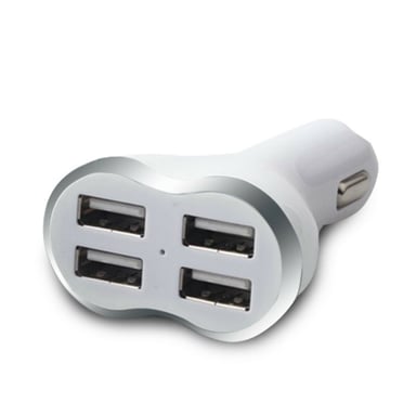 Aquarius Powerful & 4-Port Universal USB Car Charger White