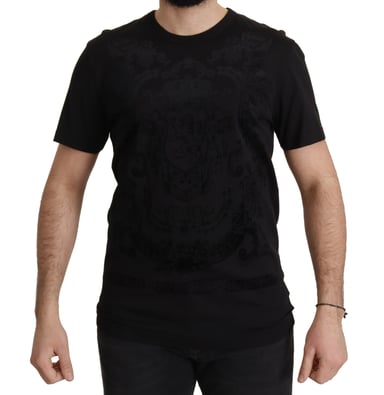 Dolce & Gabbana Schwarzes DG Baroque Baumwolle Rundhals T-Shirt für Herren