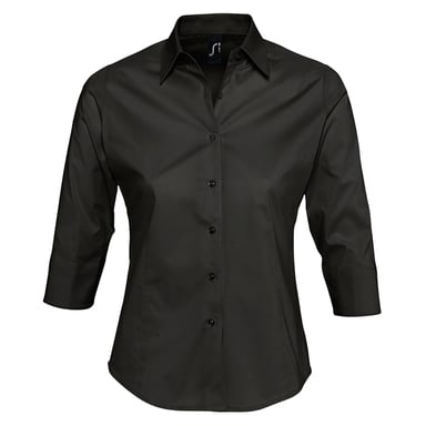 SOLS Damen Effect Bluse / Arbeitsbluse, 3/4-Ärmel (Schwarz)