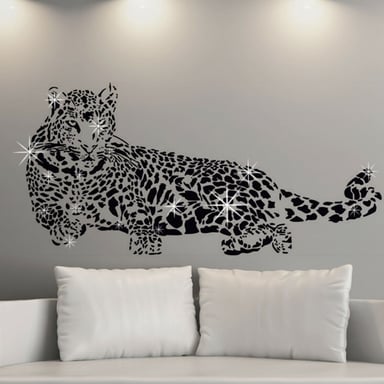 Combo of  LEOPARD + Swarovski 38pcs Wall Stickers, Kitchen, Bathroom, Living room, Self-adhesive, decal
