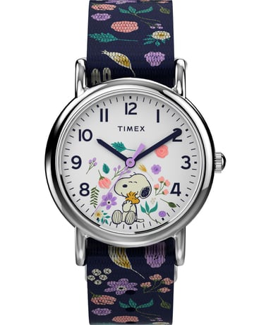 Timex Weekender X Peanuts Floral Blau Kind Armbanduhr TW2V45900