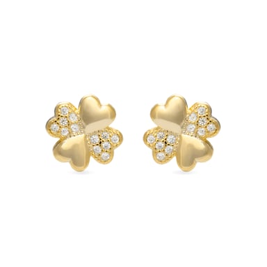 Luxenter Sterling Silber 925 Ohrringe mit glänzenden Zirkonia in 18K Gelbgold - Hatua