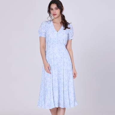 Ausgestelltes Empire-Kleid mit Liberty-Print