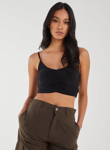 Ruched Strappy Crop Top