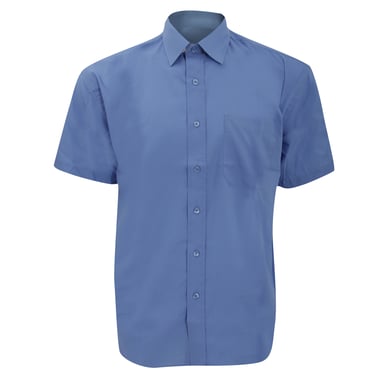 Russell Collection Herren Kurzarmhemd aus pflegeleichter Poly-Cotton-Popeline (Corporate Blue)