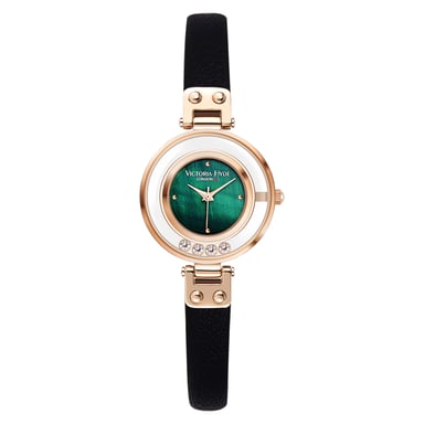 VICTORIA HYDE Damenuhren Kleines Zifferblatt Analog Quarz Damenuhren mit klarem Kristall Elegante Gold Uhr für Frau, grün schwarz