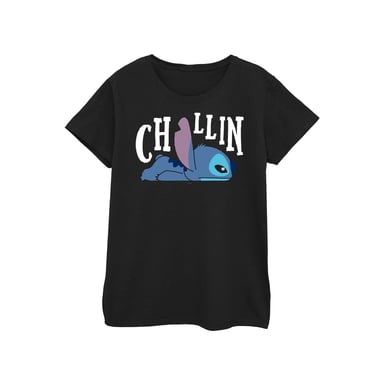 Disney Damen/Lilo und Stitch Chillin T-Shirt aus Baumwolle (Schwarz)