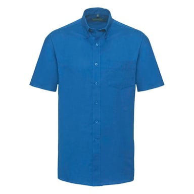 Russell Collection Oxford Herren Hemd, Kurzarm, pflegeleicht (Oxford Blau)