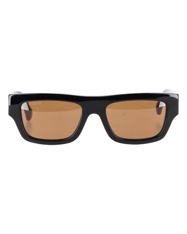 Gucci GG1301S Rechteckige Sonnenbrille aus schwarzem Acetat