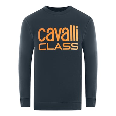 Cavalli Class Fettes Markenlogo Navy Blau Sweatshirt