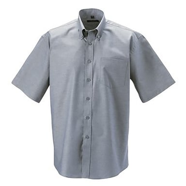 Russell Collection Herren-Kurzarmhemd aus pflegeleichtem Oxford (Silbergrau)