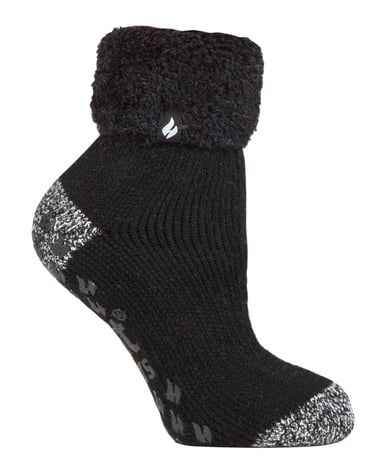 Heat Holders - 1 paire chaussettes antidérapantes de lit femme duveteux hiver - Noir (Queenstown)