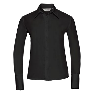 Russell Collection Bluse, Langarm, bügelfrei (Schwarz)